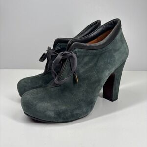 Chie Mihara Olga Women's US 9-9.5/EU 39.5 Deep Blue Suede Lace-Up Heeled Booties